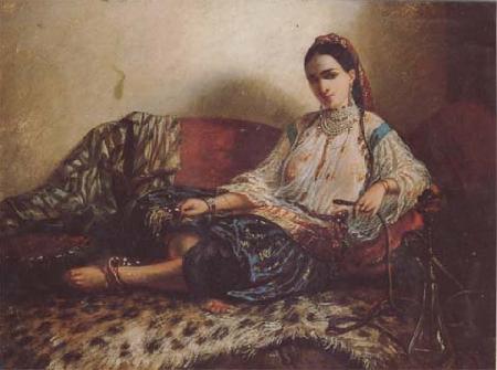 Lauret Aine Femme au narguile huile sur toile (mk32) oil painting picture